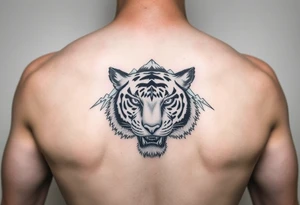 Tiger with mountains tattoo idea