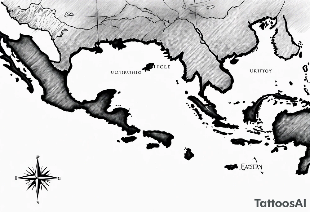 Eastern Caribbean island map tattoo idea