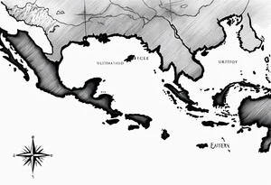Eastern Caribbean island map tattoo idea
