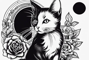 Black cat with a funny swrater ahirt tattoo idea