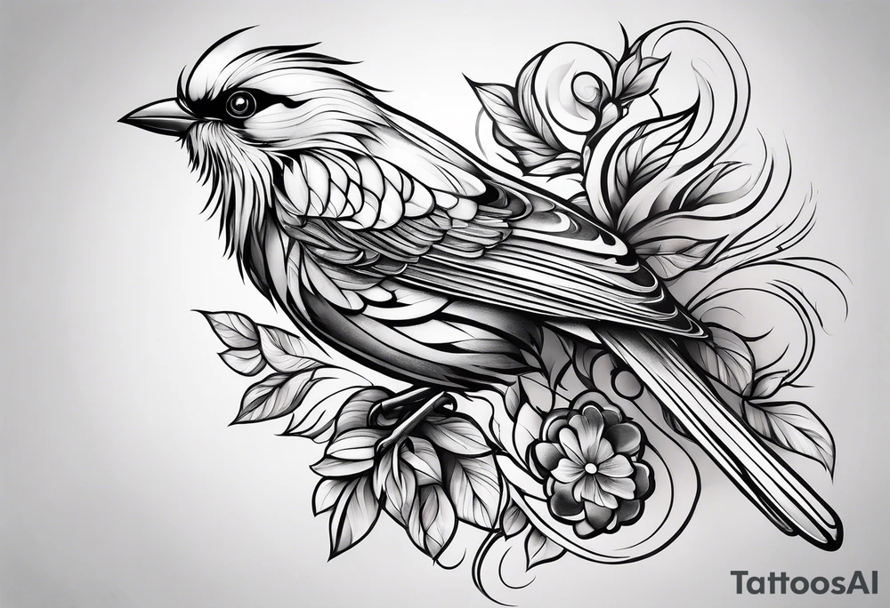 elegant bird tattoo idea
