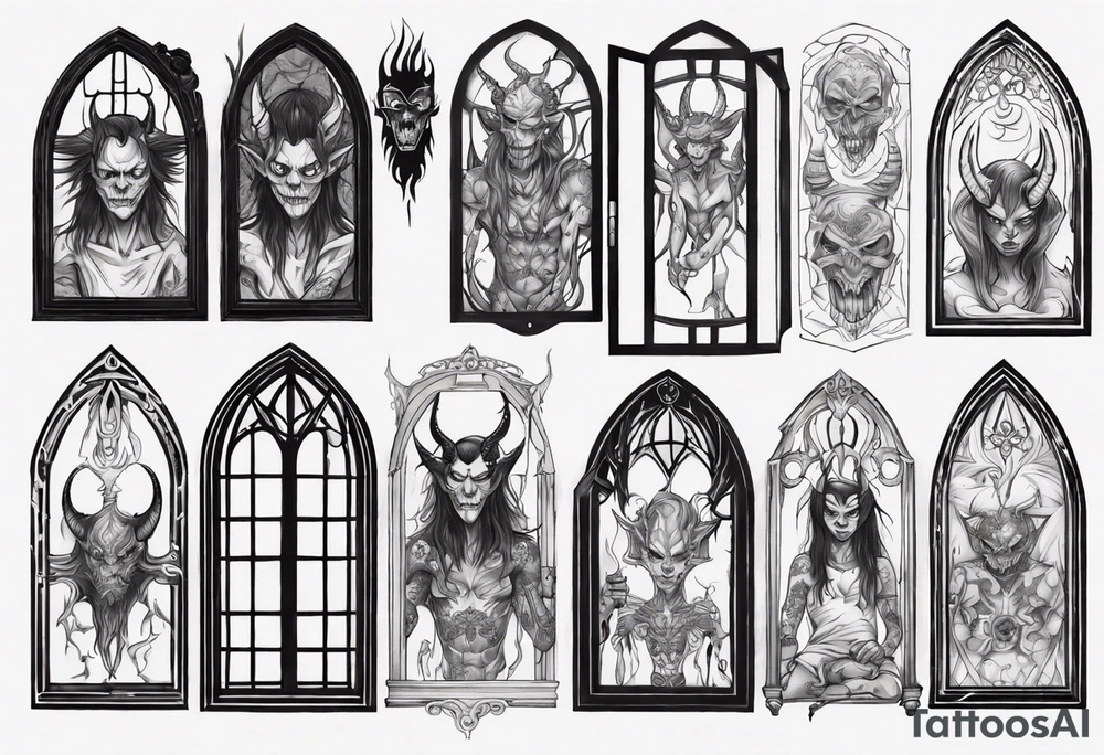 demon in a window tattoo idea