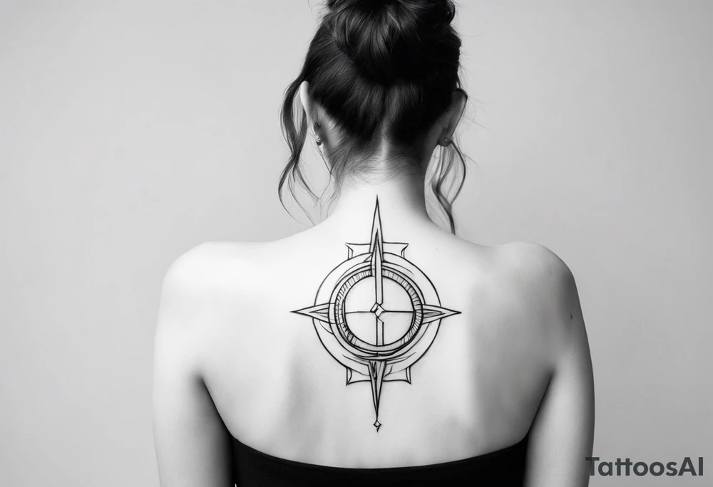 spine tattoo with a halo and emg tattoo idea
