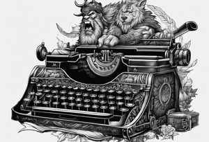 barbarian coming out of a typewriter tattoo idea