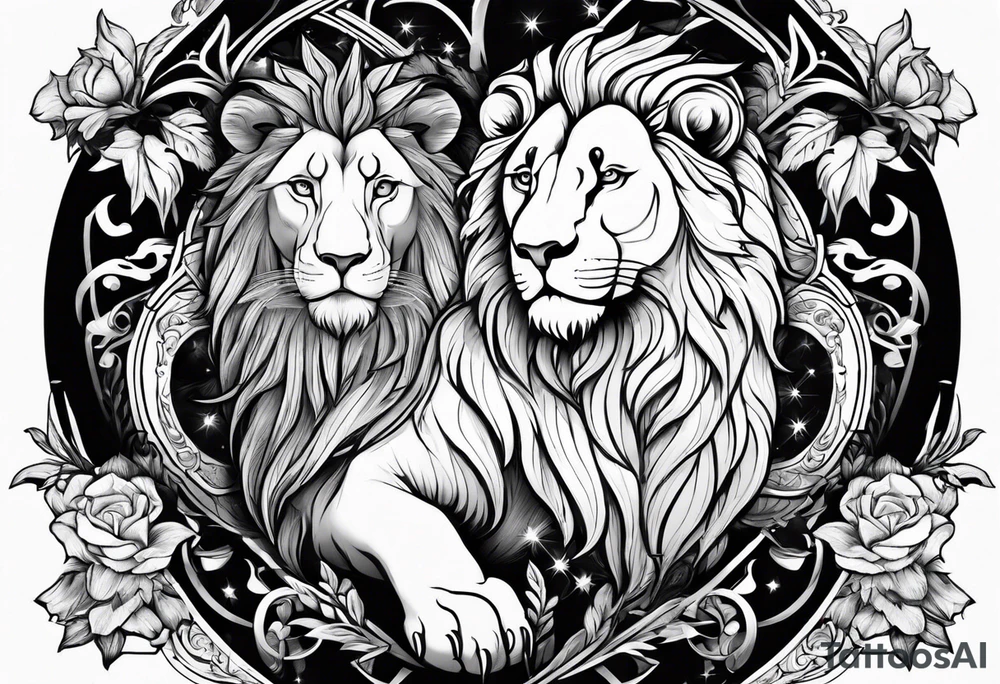 3 aries & lion tattoo idea