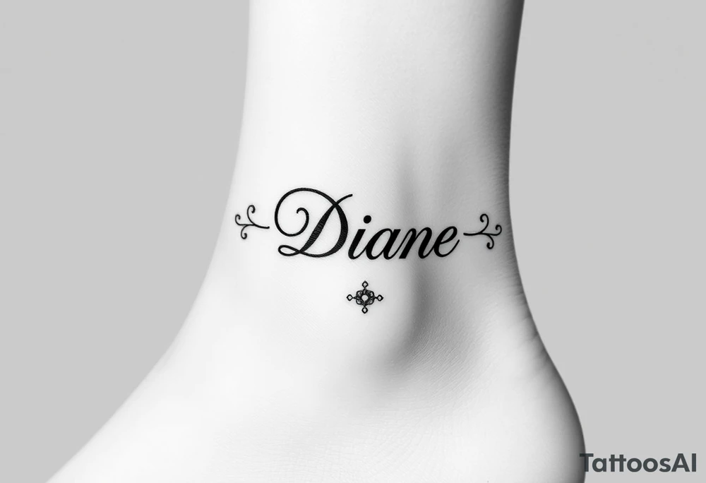 Anklet and charm name Diane tattoo idea