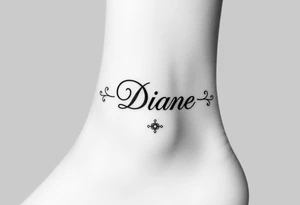 Anklet and charm name Diane tattoo idea