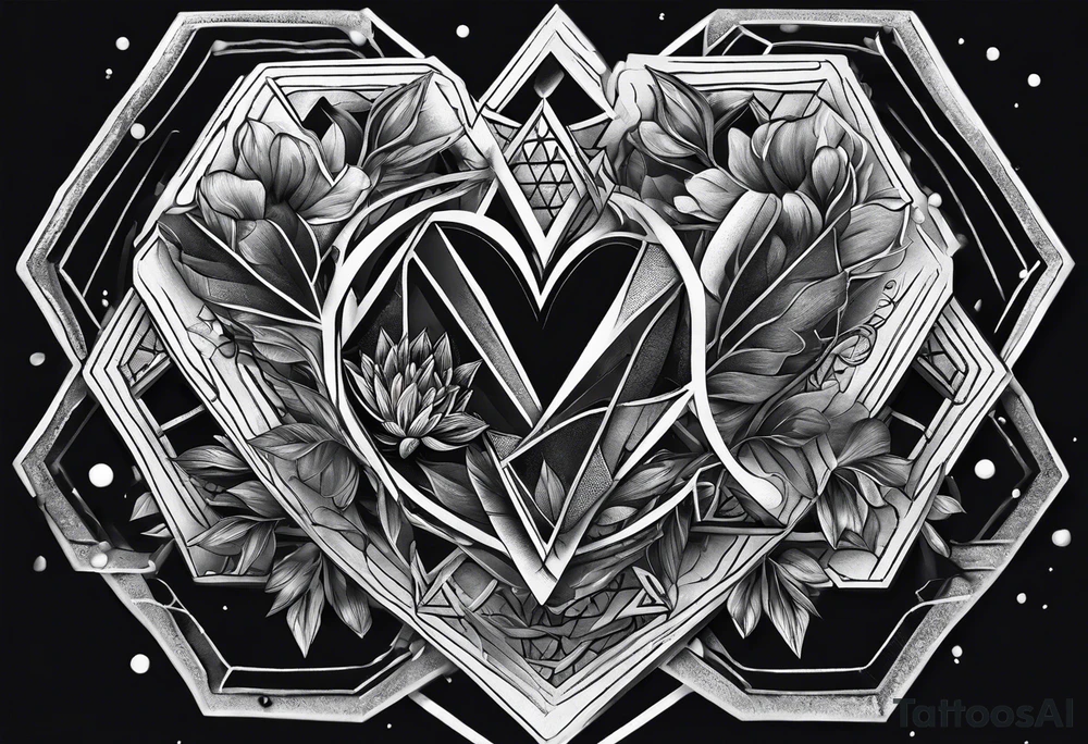 hexagon heart with black background and paint brushes tattoo idea hexagon heart with black background and paint brushes tattoo idea