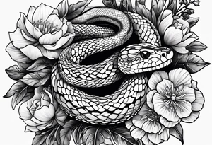 Snake and flowers tattoo idea