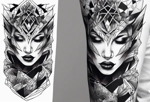 tattoo fool sleeve, broken mask, sad, dark tattoo idea