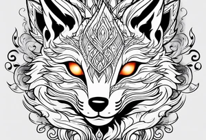 kitsune mask on flame tattoo idea