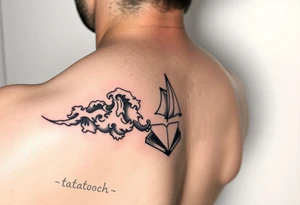 A black and white tattoo that will go on side of the wrist. This is for someone who loves ocean, travel and books. tattoo idea