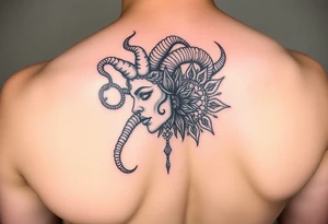 Side portrait of Medusa with mandala tattoo idea