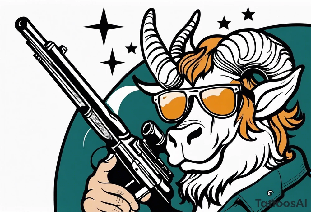capricorn with sunglasses and shotgun tattoo idea