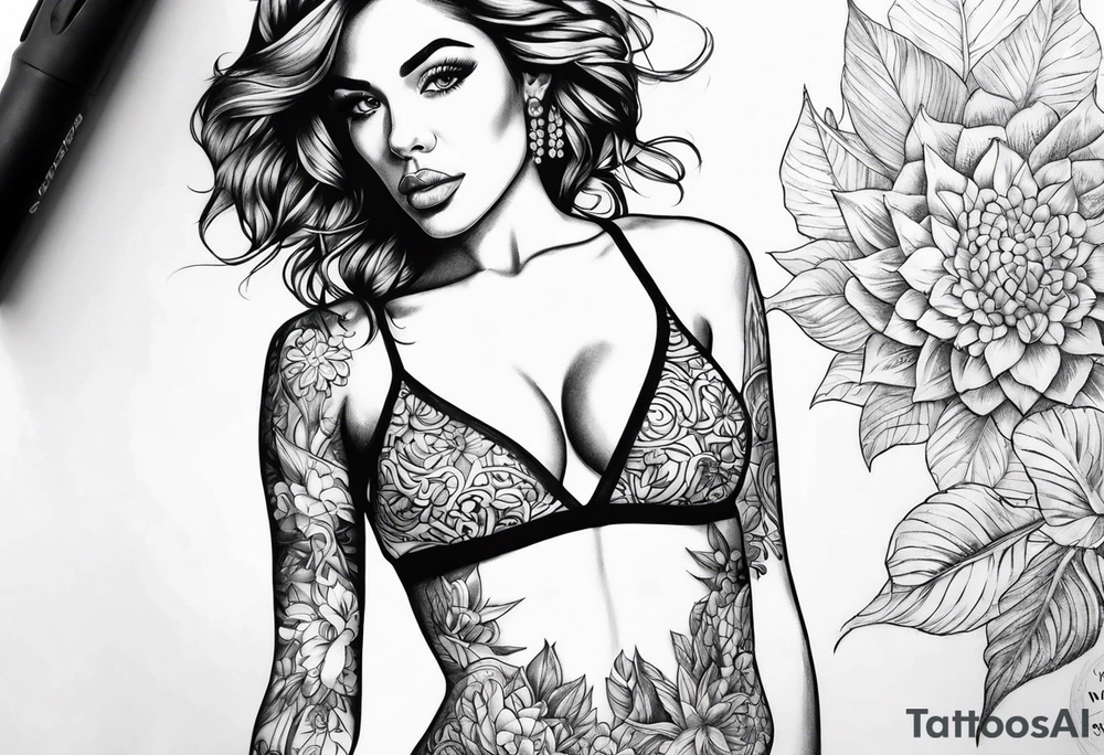 Woman in bikini tattoo idea