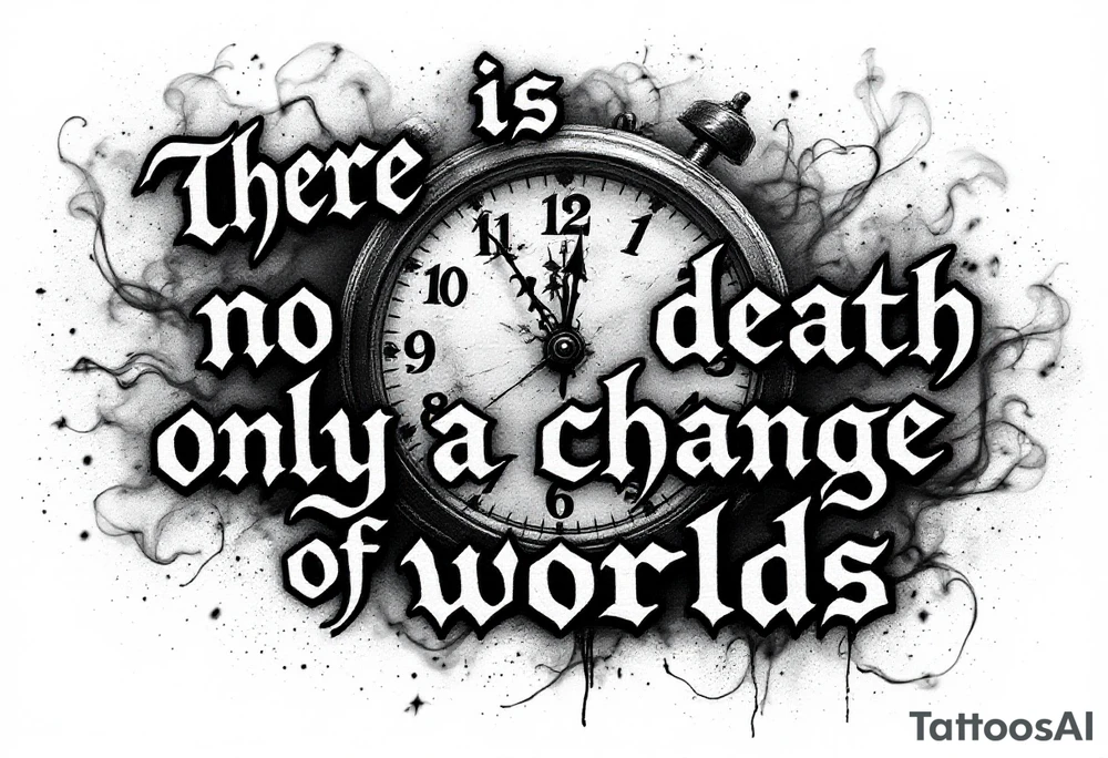 there is no death only a change of worlds with a time clock and smoke behind it tattoo idea