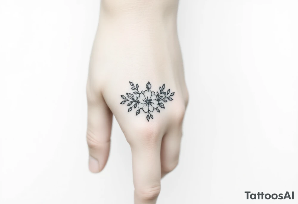 A delicate floral pattern around the entire circumference of the finger, inspired by wedding flowers, such as roses, peonies or lavender. tattoo idea