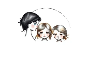 3 petites filles ( une cheveux noir et deux blondes)
sous un arc en ciel incomplet tattoo idea