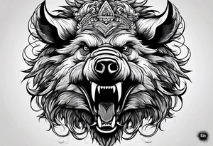 angry boar front tattoo idea