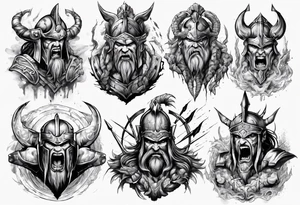 ocean gods thunder gladiator war aggressive tattoo idea