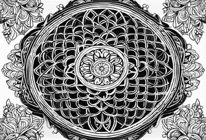 flower of life with henna pattern for sleeve tattoo idea