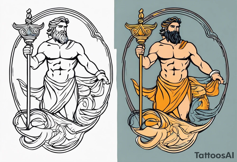 Olympian Hermes and Poseidon tattoo idea