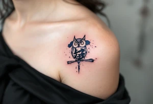 智 (zhì, “wisdom”) in navy blue ink is matched with an owl or scroll to symbolize clarity and knowledge. tattoo idea