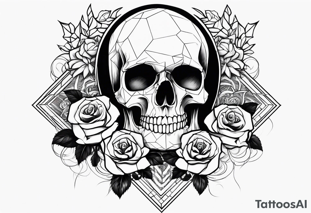 skull and roses tattoo idea