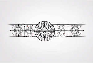 armband tattoo, masculine, narrow, horizontal with quantum bound atoms pattern tattoo idea