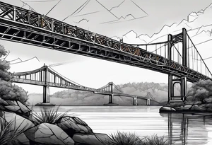 view from under cantilever bridge tattoo idea