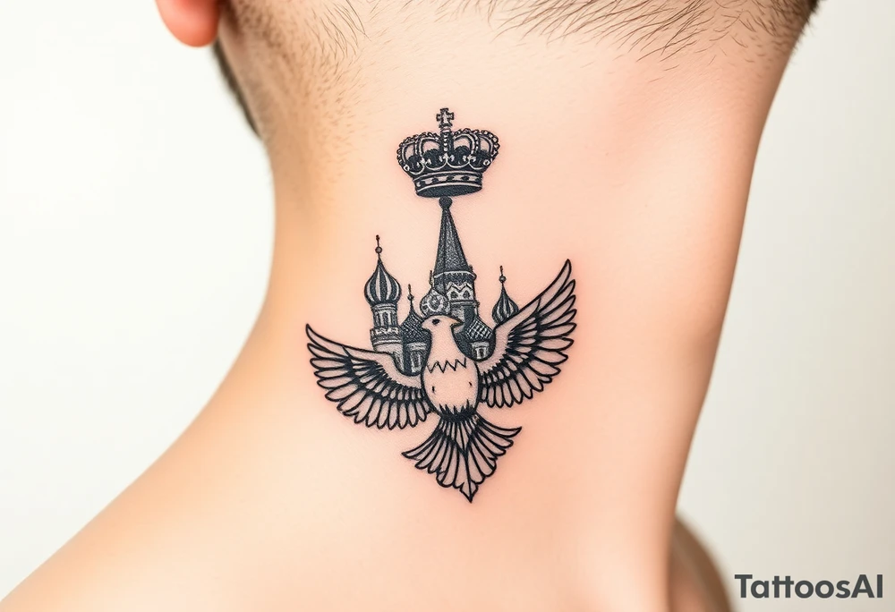 St. George 
Russian imperial crown above the eagle
Russian sabre
The Kremlin or St. Basil's Cathedral scene 
on the side of my neck tattoo idea