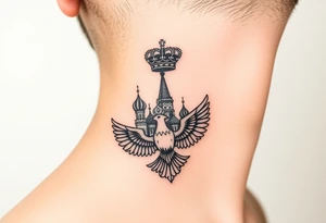 St. George 
Russian imperial crown above the eagle
Russian sabre
The Kremlin or St. Basil's Cathedral scene 
on the side of my neck tattoo idea