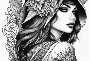 Female holding dagger tattoo idea