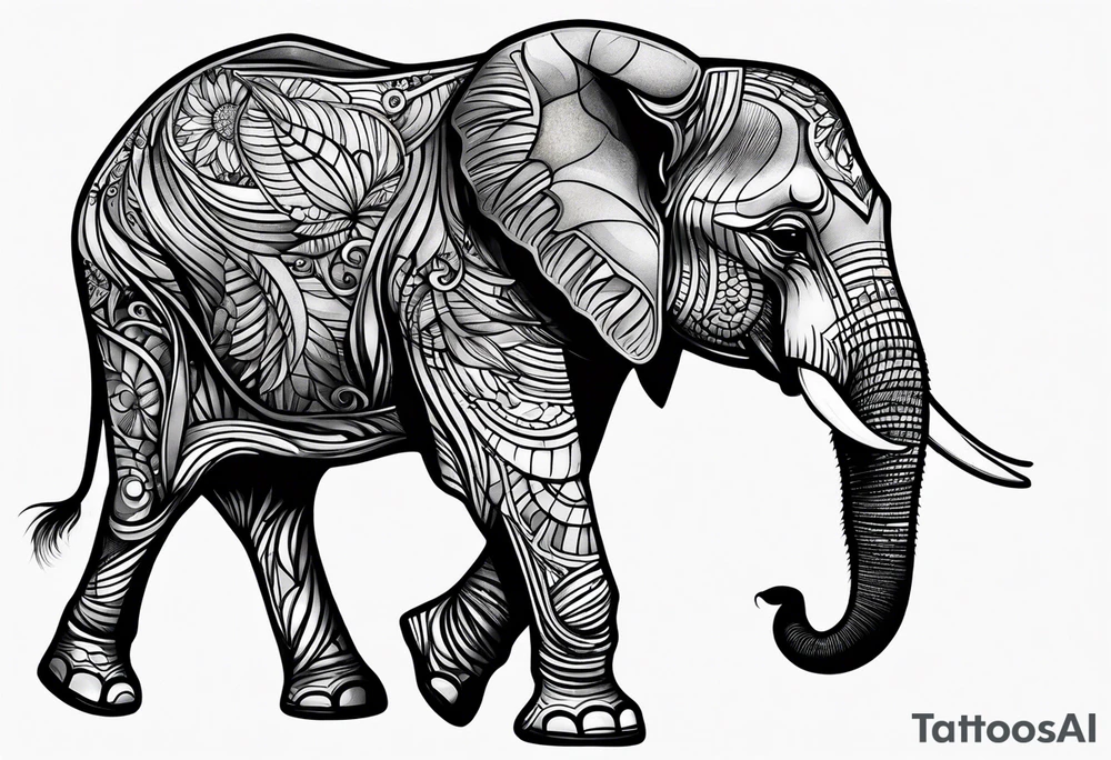 baby elephant calf tattoo idea