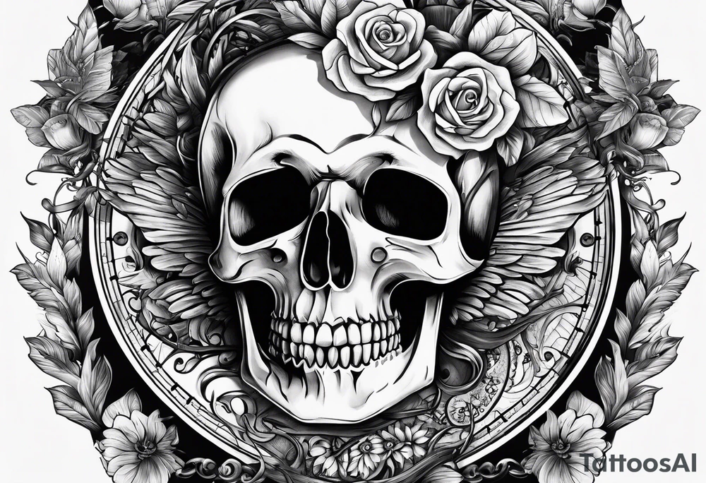 The words Memento Mori, With a time skip in the middle of it tattoo idea