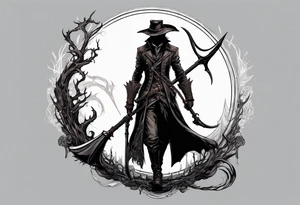 Bloodborne hunter, holding  scythe, going insane tattoo idea