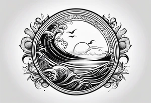 I want a tattoo of the ocean in a simple circle tattoo idea