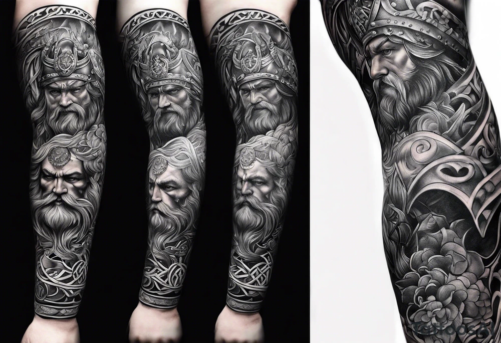 Viking arm sleeve tattoo idea