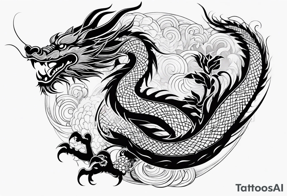 Chinese dragon in the shape of 0630 tattoo idea