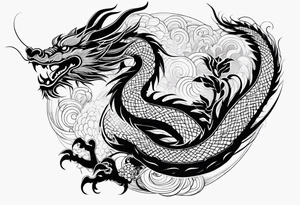 Chinese dragon in the shape of 0630 tattoo idea