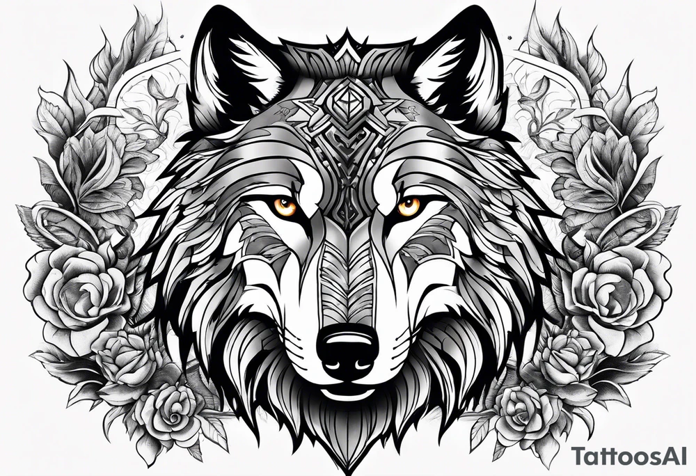 half wolf half eagle tattoo idea