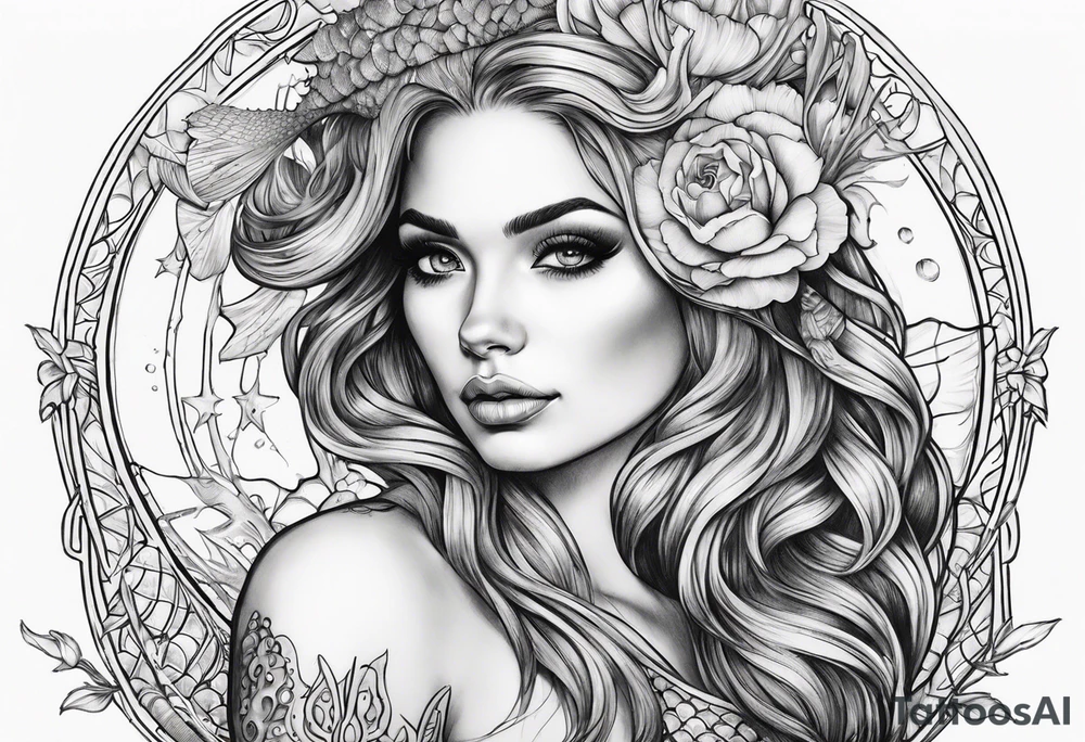 Mermaid skeleton tattoo idea