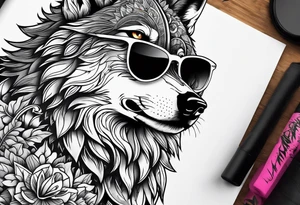 Wolf wearing sunglasses
Mountain peaks
Dark forest
Sunset
Moon tattoo idea