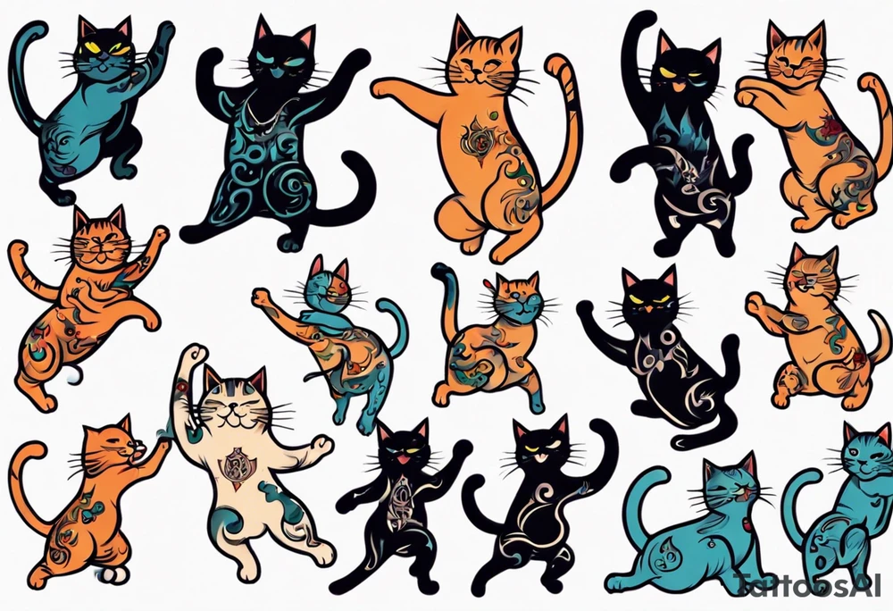 Dancing cat tattoo idea