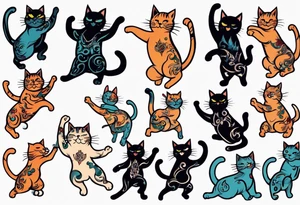 Dancing cat tattoo idea