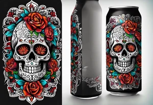 Mexico day of dead  man standing
 skeleton drink 4x6 cm tattoo idea