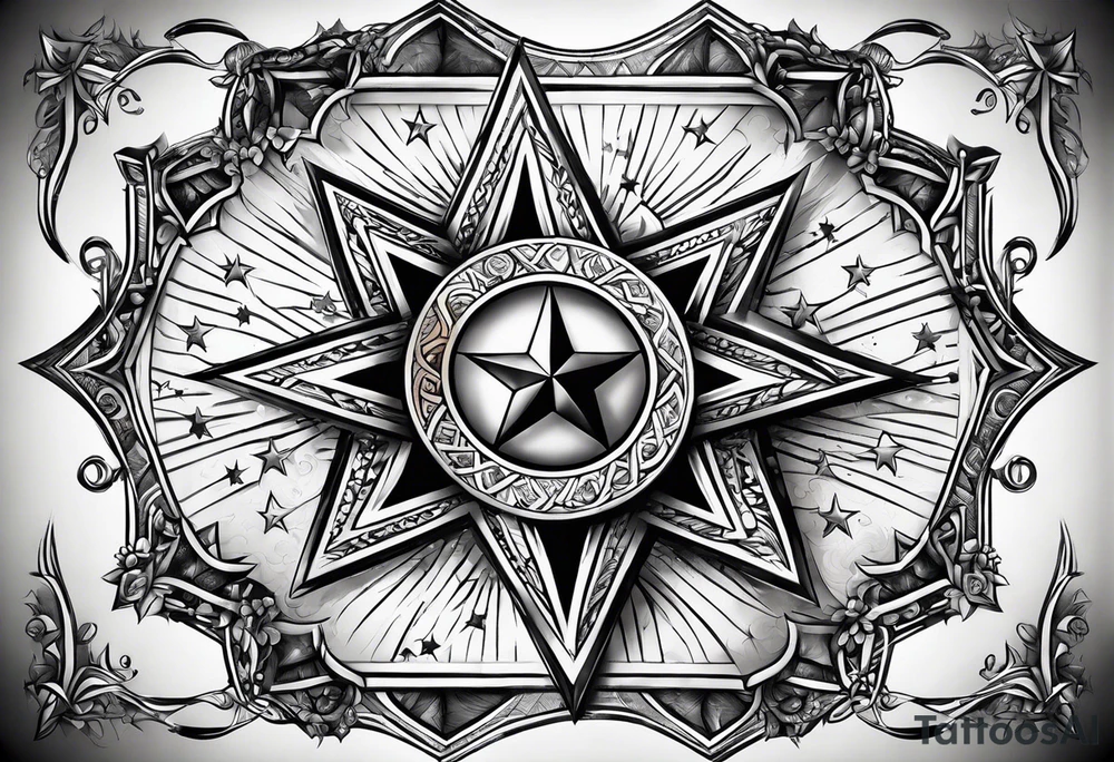 star with border around star tattoo idea