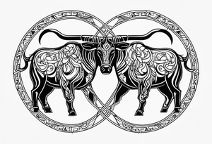 Gemini and taurus symbols intertwined tattoo idea