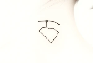 Fishing rod with South Carolina state dangling from it tattoo idea