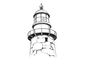Lighthouse with coat of arms incorporated into the roof tattoo idea